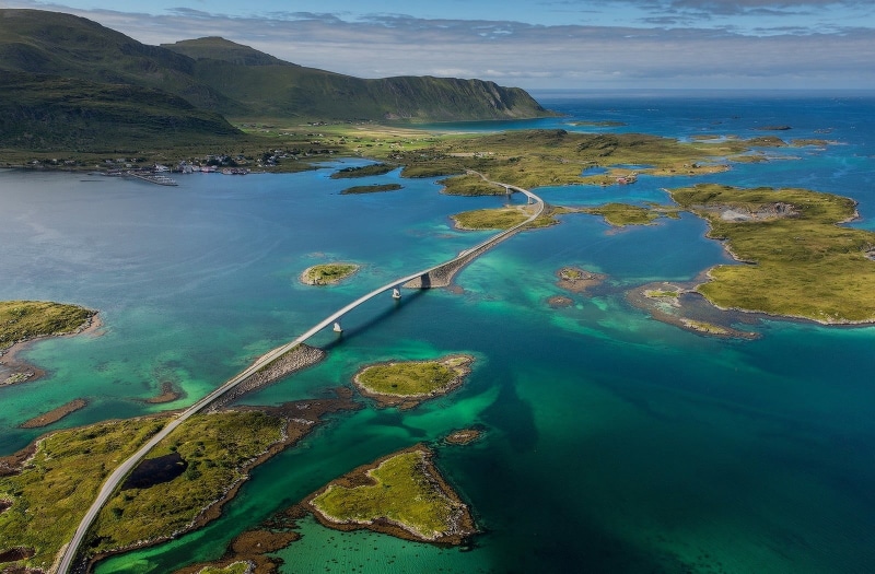 beauty in nature, environment, idyllic, photography, aerial view, land, mountains, high angle view, summer, Norway, village, no people, island, aerial