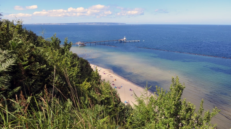 rügen, tranquil scene, high angle view, high shore trail, horizon, sky, sea, horizon over water, plant, no people, sea bridge, water, idyll, 2K, diving bell