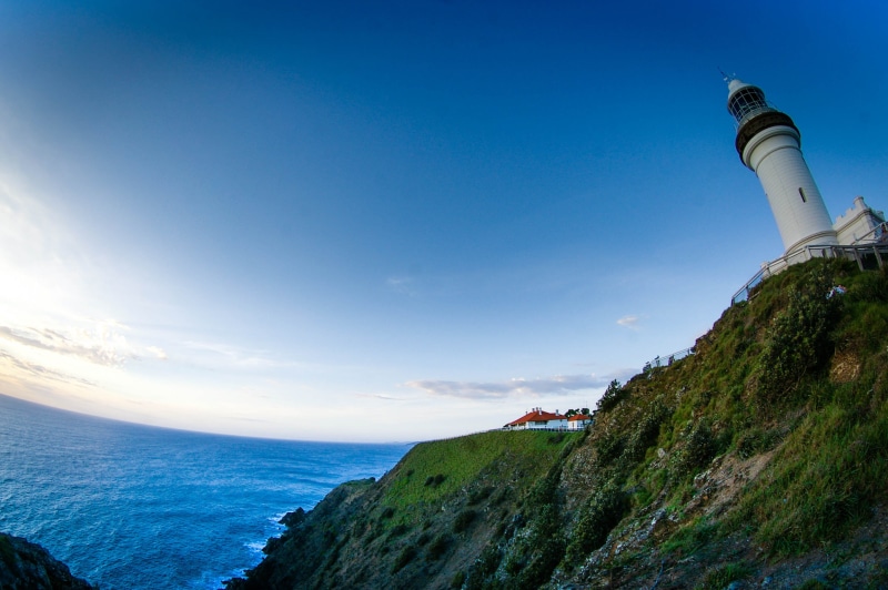 scenics - nature, lighthouse, horizon, beach, nature, 2K, tranquility, byron bay, sky, mountain, land, architecture, day, beauty in nature, australia
