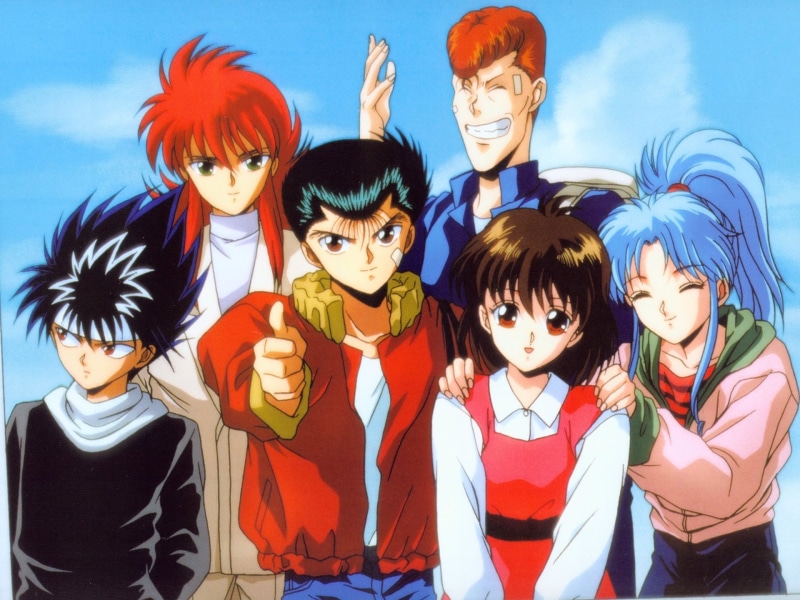 sky, Yusuke Urameshi, dressing up, portrait, Keiko Yukimura, boys, looking at camera, females, girls, males, Anime, Botan (Yu Yu Hakusho), childhood, costume
