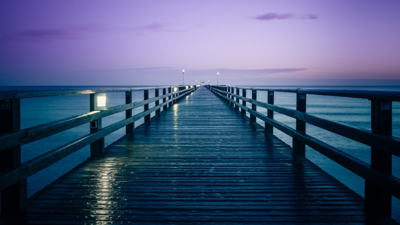 sky, purple sky, 4K, horizon, germany, baltic sea, dusk, calm, pier, seebruecke bridge, dock, zinnowitz, europe, ocean, sea
