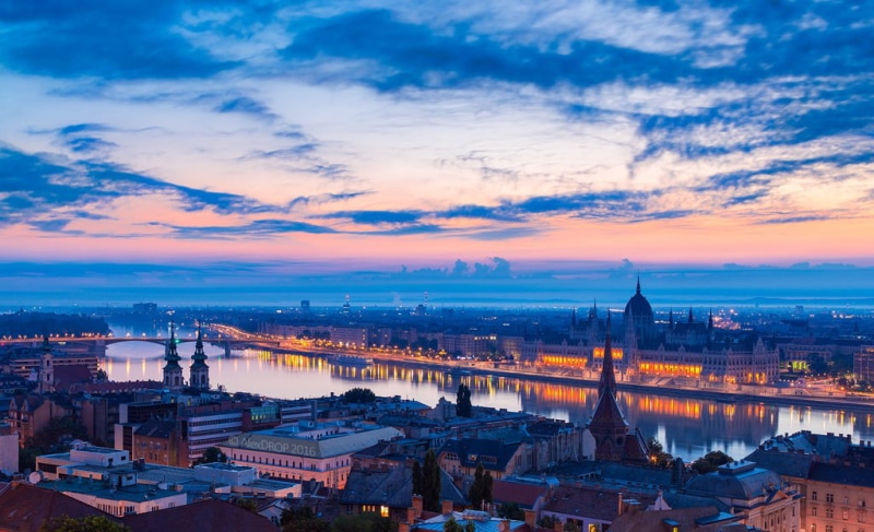 Budapest, night, panoramic, 480P, scape, light  night, sunset, building, dusk, skyline, Sunrise, famous Place, urban  light, travel, postcard, meeting point
