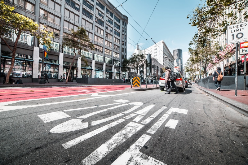 outdoors, building Exterior, cars, city street, mode of transportation, traffic, road, united states, day, blurred motion, nature, houses, california, incidental people