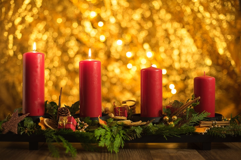 nature, celebration, candles, christmas jewelry, no people, fire, flame, bright, plant, candle, first candle, close-up, deco, advent wreath, festive decorations