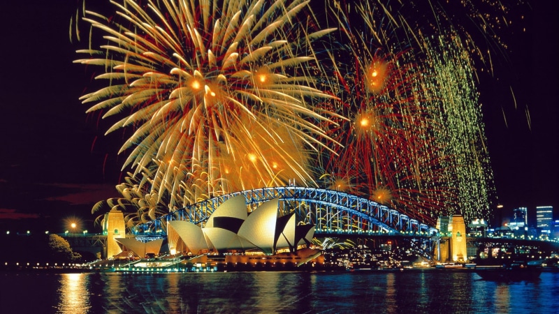 bridge, Australia, Sydney, fireworks, Sydney Opera House, 1080P