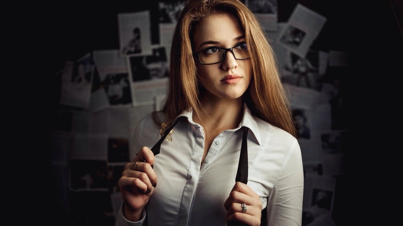 business, blonde, adult, looking, dark, portrait, front view, occupation, business person, 1080P, hairstyle, standing, face, indoors, design professional