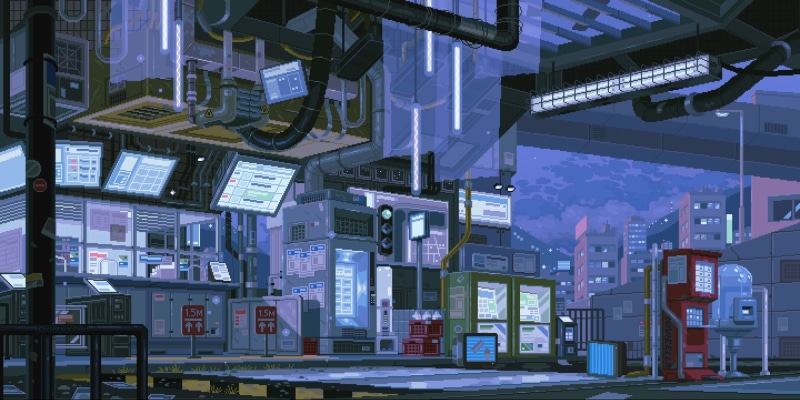 town, waneella, pixel art, 1080P, city