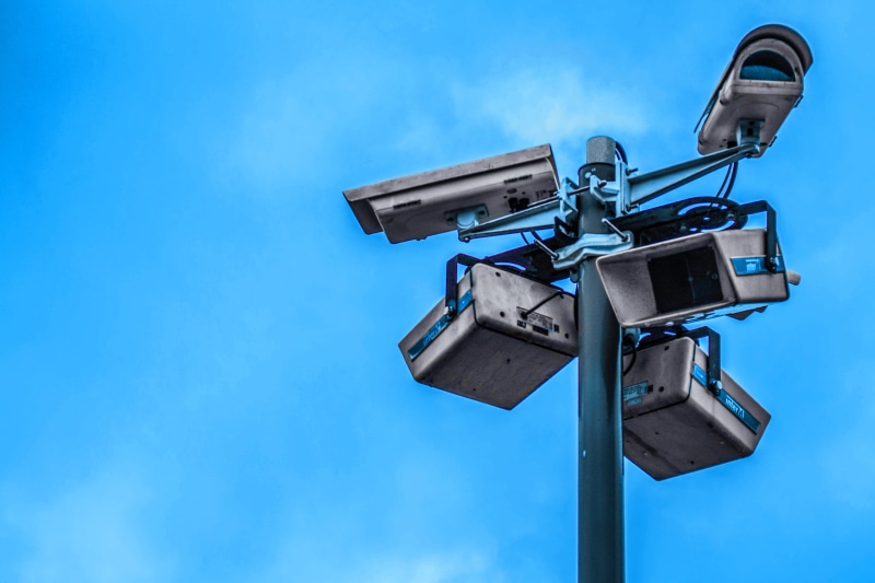 metal, control, home video camera, sky, pole, lighting equipment, street light, surveillance, no people, electrical equipment, technology, camera, light