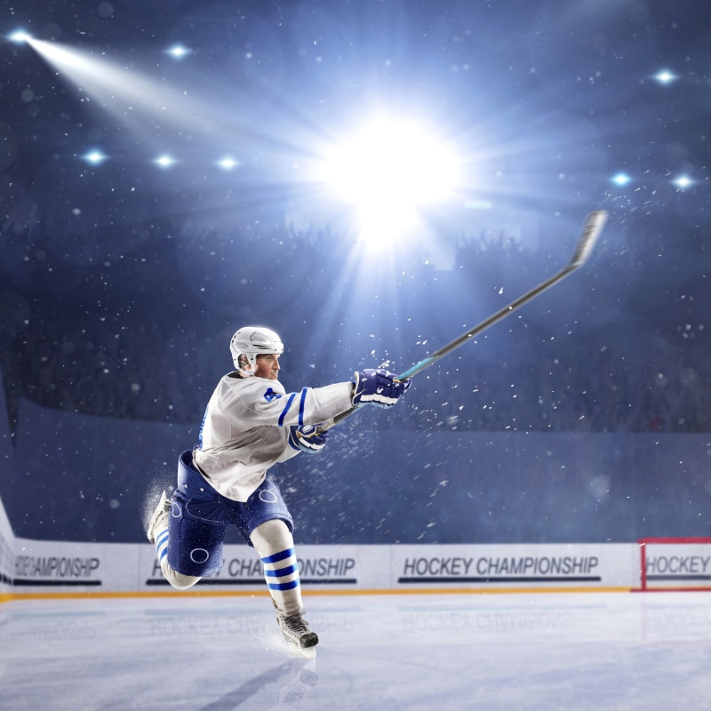 stick, snowflakes, ice, gloves, light, floodlight, uniform, hockey, sport, helmet, 4K, athlete, hockey player, skates