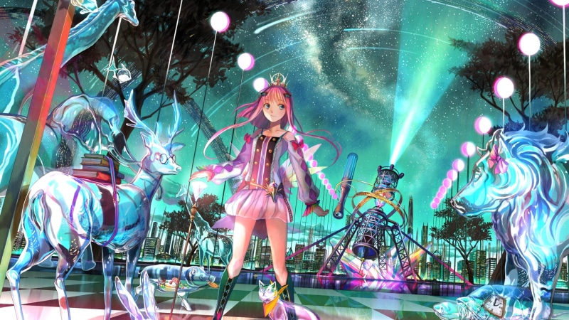 city, books, deer, clocks, skyscraper, pigs, trees, turtle, fish, glass, 1080P, anime, giraffes, floodlight, Fuji Choko, spotlights, cat, pony, night