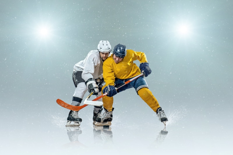 hockey, background, ice, floodlight, snowflakes, sport, 4K, skates, gloves, snow, hats, washer, stick, the game, hockey players