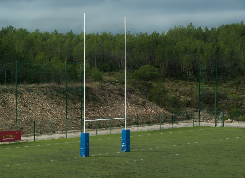 growth, soccer field, Rugby, sky, goal post, Poles, 2K, sport, competition, Field, plant, nature, green color, outdoors, tree, rugby field, day, soccer