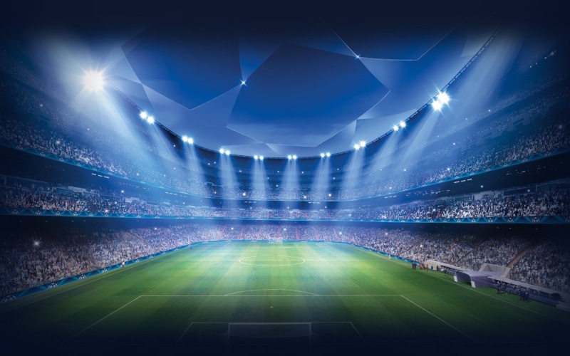 champions league poster, stadium, football field, 1080P, champions, league