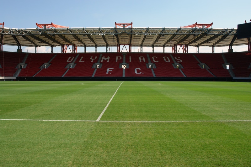 stadium, fans, nature, supporters, outdoors, day, competitive Sport, olympiacos, no people, soccer, football, playing Field, floodlit, europe, seat, sport