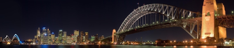 illuminated, building exterior, office building exterior, architecture, panoramic, floodlit, harbor, cityscape, skyscraper, night, 4K, landscape, outdoors