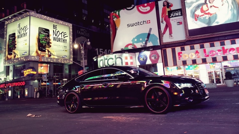 City, Audi, Car, Street, 1080P, Night, Black