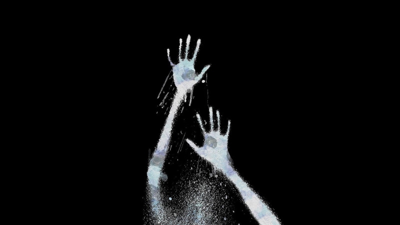 copy space, arm, close-up, one animal, vulnerability, arms raised, minimalism, body part, black background, cut out, hands, motion, no people, strength