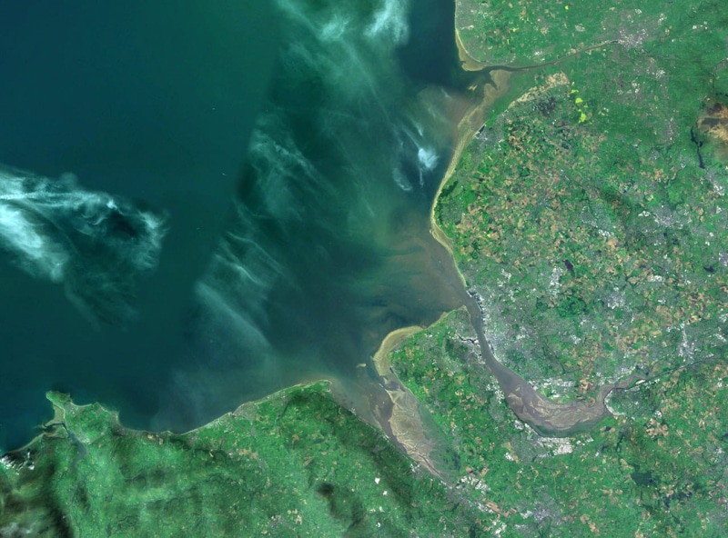 tranquility, Satellite imagery, liverpool, green color, Liverpool Bay, imagery, water, bay, aerial view, outdoors, sea, 480P, non-urban scene, plant, photos