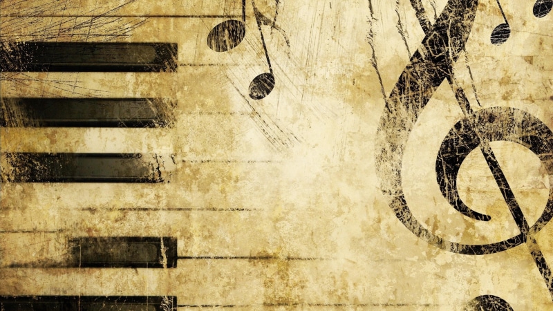4K, design, keys, wall, piano, notes, treble clef, antique, art, pattern, vintage, music, texture, visual arts