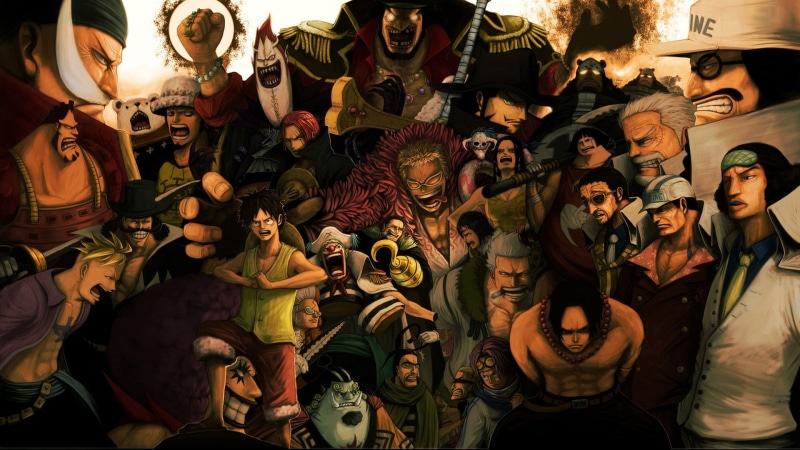 crowd, Helmeppo (One Piece), lifestyles, indoors, full frame, One Piece, illustration, adult, performance, real people, Gekko Moriah, men, piece, one, women