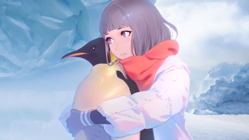concept art, winter, 1080P, blonde, Antarctica, anime girls, original characters, digital art, artwork