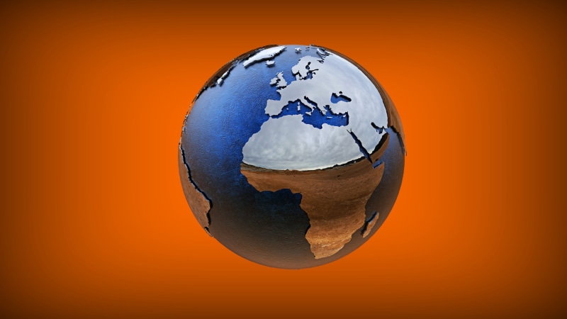 planet, planet - space, north america, global business, 3d model, colored background, europe, world map, shape, space, 4K, orange color, map, topography