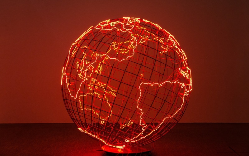 planet earth artwork wire lights neon light neon globes nets continents europe africa south america australia antarctica simple background electricity sphere