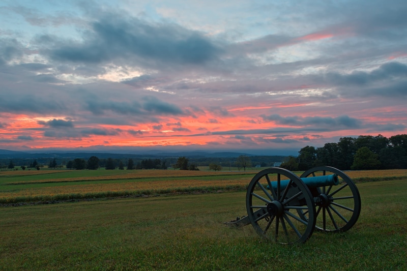 Gettysburg, sky, scene, color, pennsylvania, epic, meadow  grass, americana, bright  blue, warm, national  military  park, colorful, usa, twilight, glow