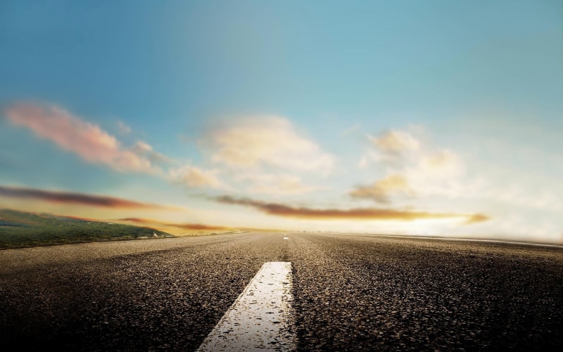 summer, road, symbol, sky, multiple Lane Highway, nature, tranquil scene, photography, sunlight, scenics - nature, white, clear sky, surface level, dusk