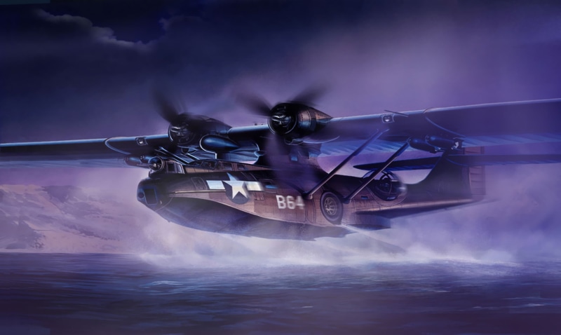 security, water, fighter, plane, air vehicle, mid-air, searching, illustration, mode of transportation, aviation, military, Consolidated PBY Catalina, motion