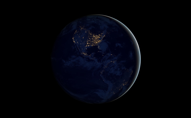 americas, goddard, physical geography, copy space, Globe, blackmarble, nature, 8K, earthatnight, topography, planet earth, night, globe - man made object