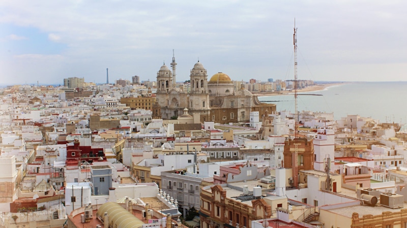 travel, building, coast, andalusia, day, cityscape, travel destinations, bank, religion, cadiz, spain, built structure, 5K, place of worship, summer, residential district