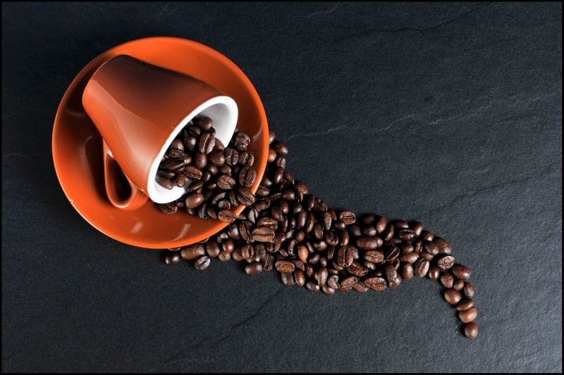 food and drink, healthy eating, roasted coffee bean, backgrounds, 2K, cafe, beans, indoors, studio shot, brown, table, coffee, coffee - Drink, Espresso coffee