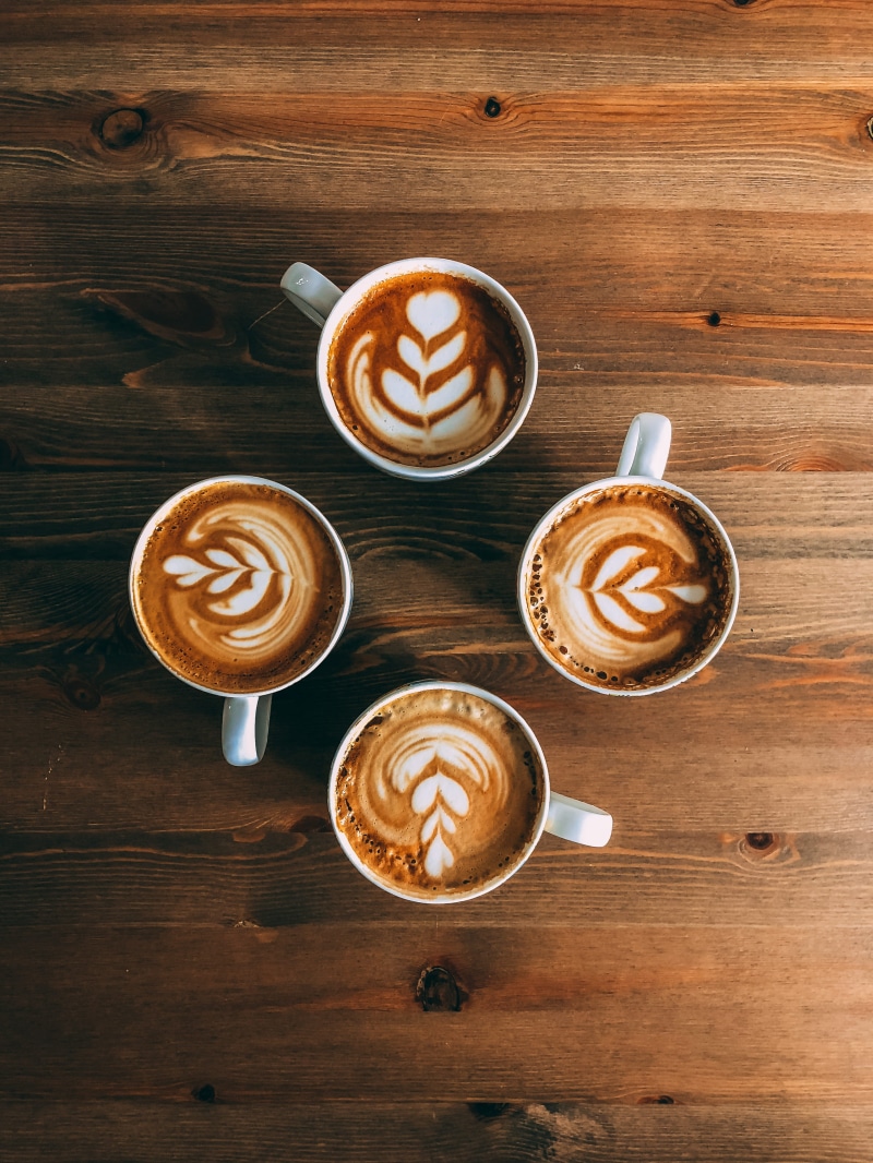 espresso, wood - material, filled, hot drink, coffee, latte, creativity, froth art, coffee - drink, crockery, coffee shop, flat lay, freshness, mug, 4K