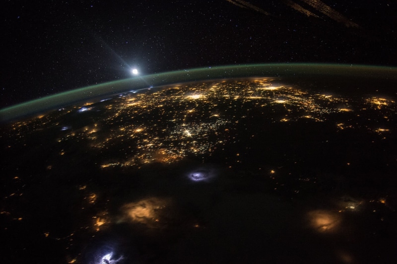 light - natural phenomenon, satellite, spaceship, earth, world, environment, morning, milky way, orbit, dawn, illuminated, view, planet earth, nature, space exploration