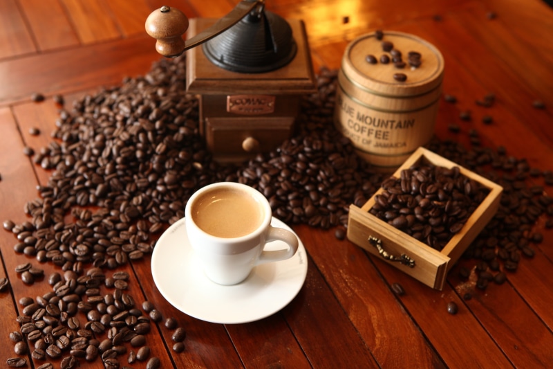 beverage, freshness, roasted coffee bean, beside, hot drink, beans, roasted, espresso, food, wood - Material, aroma, grinder, large group of objects, breakfast