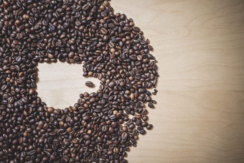 cafe, directly above, Shape, large group of objects, roasted, mocha, Coffee Cup, cappuccino, coffee Crop, drink, beans, black Color, seed, espresso, food and drink