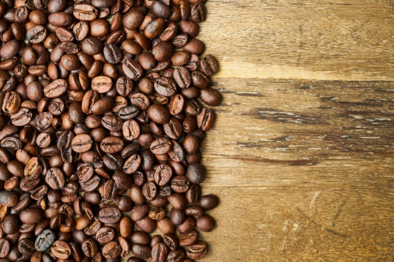 close-up, dark, bean, food, coffee cup, beans, coffee Bean, nutrition, 5K, black Color, abundance, kitchen, wooden, still life, Caffeine, large group of objects