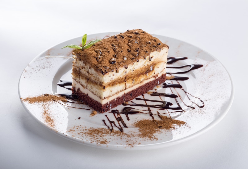 temptation, chocolate, delicious, food styling, close-up, white, confectionery, baked, sliced, mocha, cream, vanilla ice cream, plate, ceramic, white background