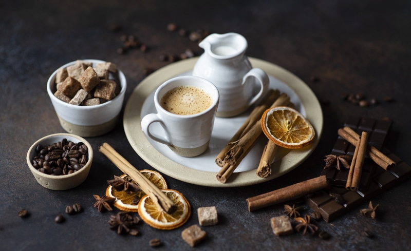 still life, 1080P, sweets, food, cappuccino, cinnamon