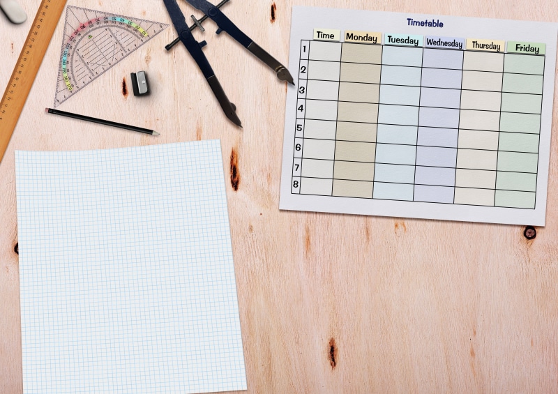 high angle view, geodreieck, timetable, education, zirkel, children, table, copy space, symbol, photography, teacher, book, school start, tracing, school