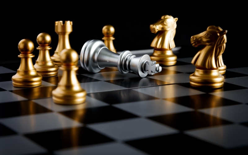 conflict, aggression, chess board, indoors, chess piece, golden, confrontation, leisure activity, international, knight - chess piece, black background