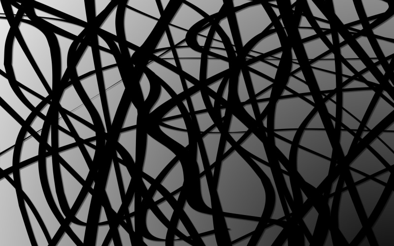 design, full frame, 4K, metal, black color, black, no people, gradient, tangled, backgrounds, monochrome, white background, studio shot, pattern, silhouette