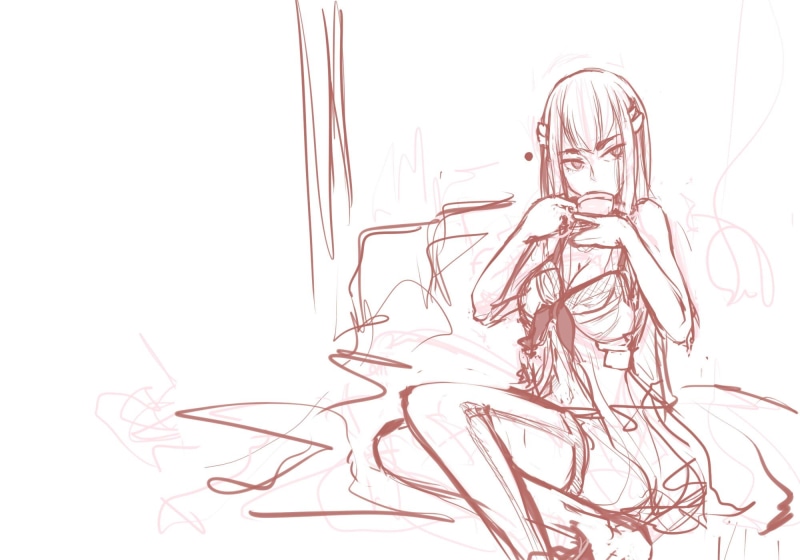 studio shot, Kiryuin Satsuki, close-up, white background, digital composite, no people, art and craft, copy space, hair, scribble, 1080P, Kill la Kill