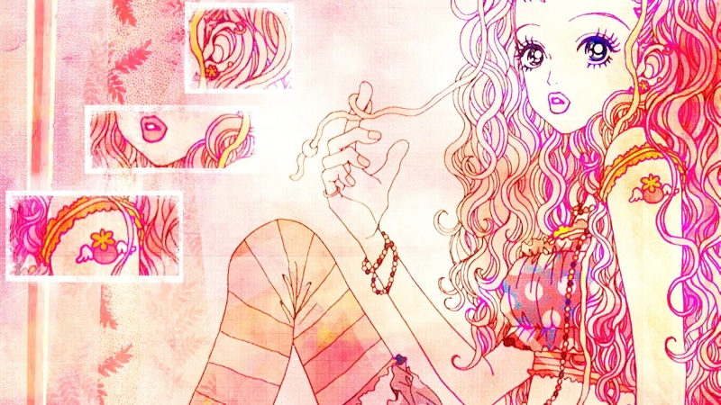 anime, representation, creativity, scribble, no people, close-up, art and craft, multi colored, indoors, floral pattern, anime girls, long hair, drawing