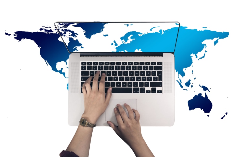 4K, white background, continents, human hand, worldwide, internet, social, map of the world, hand, one person, human body part, computer, finger, globalization