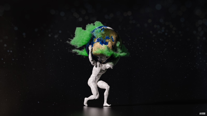 space, planet, digital art, marble, 3D graphics, Atlas (god), world, clouds, 4K, Earth, CGI