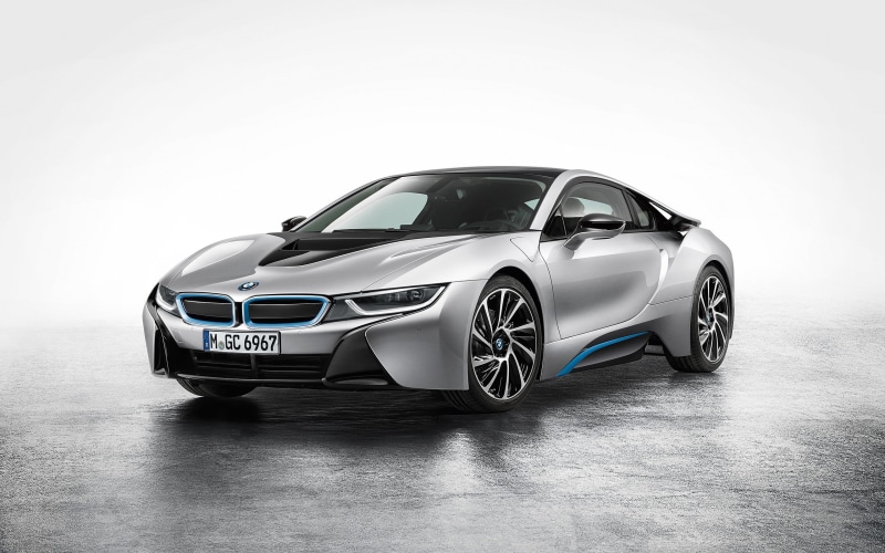 copy space, land vehicle, silver, shiny, studio shot, no people, chrome, sport, 2K, wealth, BMW i8, bmw, motor vehicle, electric car, still life, vehicle