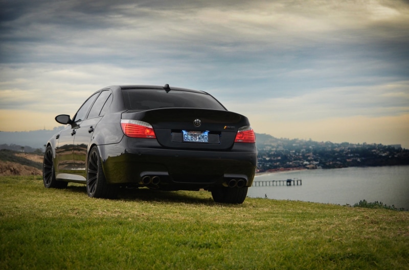 nature, back, driving, technology, modern, green color, black, clouds, wheel, engine, BMW, landscape, 1080P, beauty in nature, scenics - nature, the sky