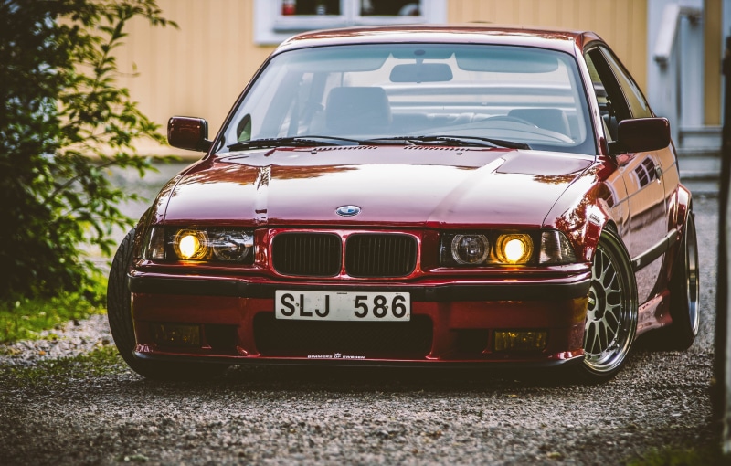 red, sport, BMW, speed, small, no People, grille, street, transportation, mode of transportation, style, front View, car, architecture, elegance, germany
